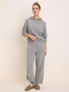 NIC+ZOE Sweater Hoodie in Grey Heather, back view