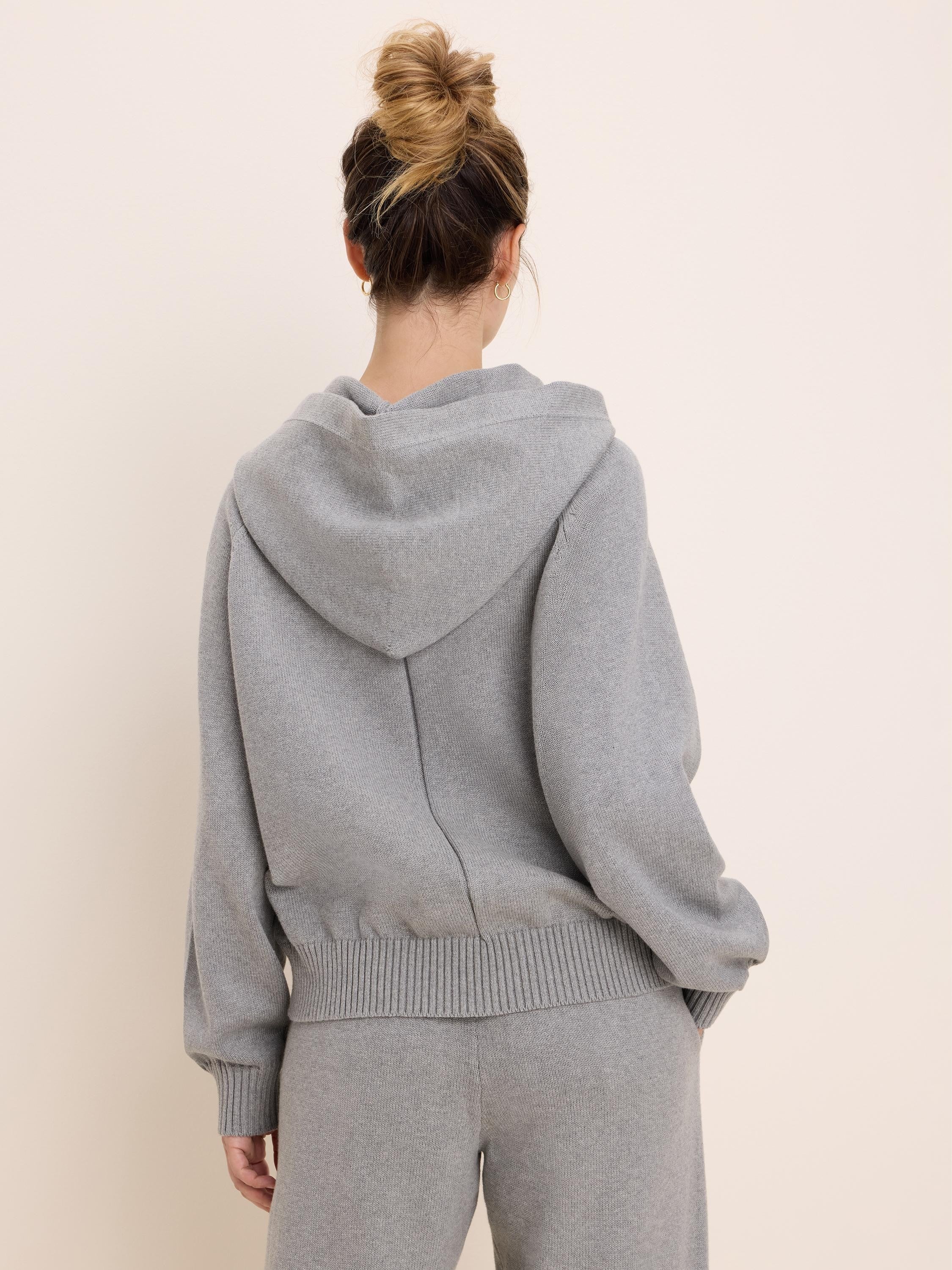 NIC+ZOE Sweater Hoodie in Grey Heather, side view