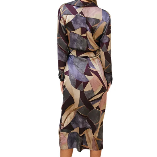 Notable Sensation Midi Shirt Wrap Dress in Umber Mosaic – Ella Where She Shops