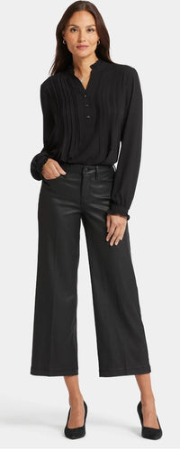 NYDJ Coated Teresa Wide Leg Ankle Jeans in Black