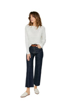 Oliver Logan Aberdeen Ankle Crop High Rise jeans in Timbers wash, front view with raw hem