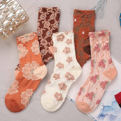 Orange Embossed Socks – Detail View 1
