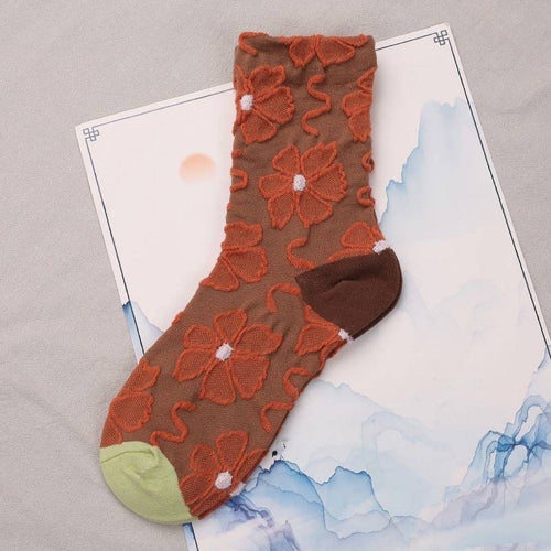 Orange Embossed Socks – Detail View 7