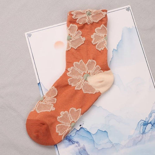 Orange Embossed Socks – Detail View 8