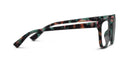 Peepers Betsy blue light reading glasses in Teal Botanico, side view of the printed temple