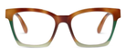 Peepers Birdie blue light reading glasses in Blonde Tortoise Colorblock, front view