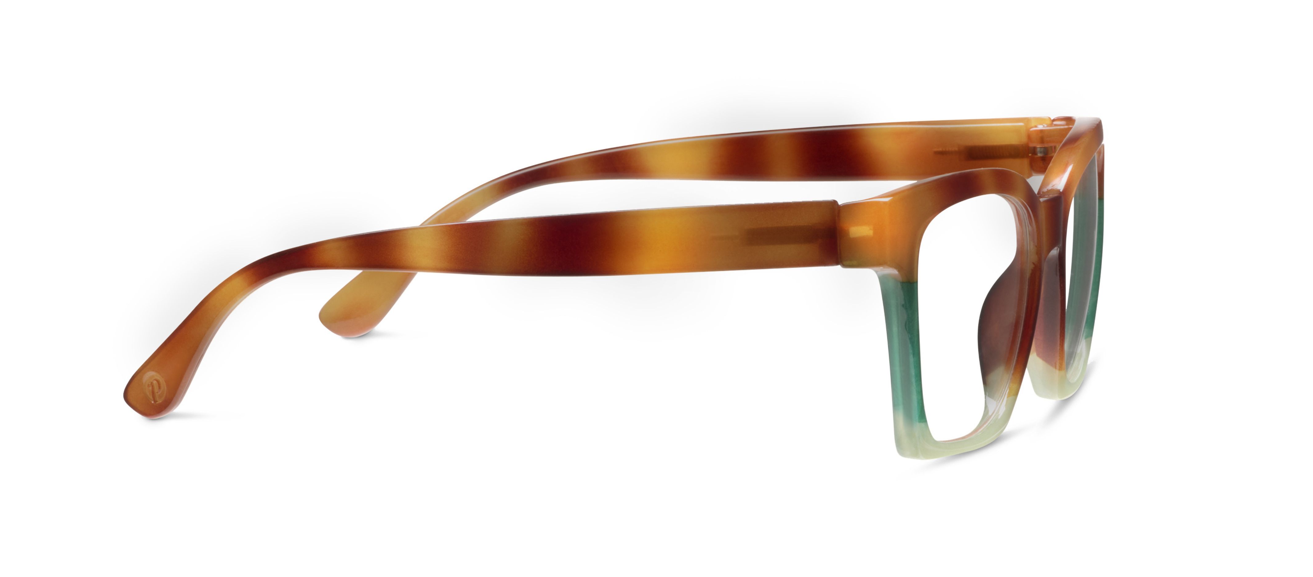 Peepers Birdie blue light reading glasses in Blonde Tortoise Colorblock, side view