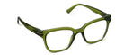 Peepers Buzzworthy blue light reading glasses in green, angled view