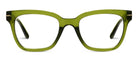 Peepers Buzzworthy blue light reading glasses in translucent green, front view