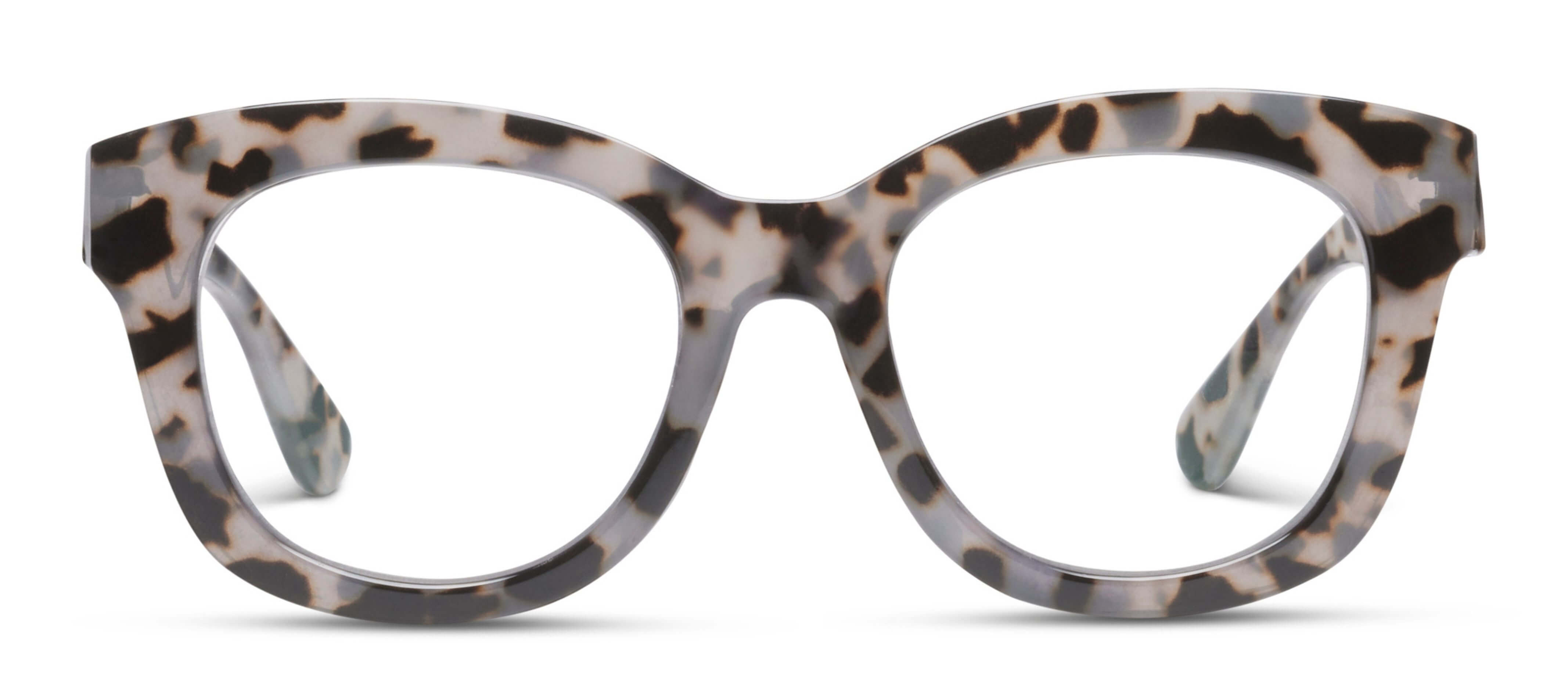 Peepers Center Stage oversized blue light reading glasses in Gray Tortoise, front view