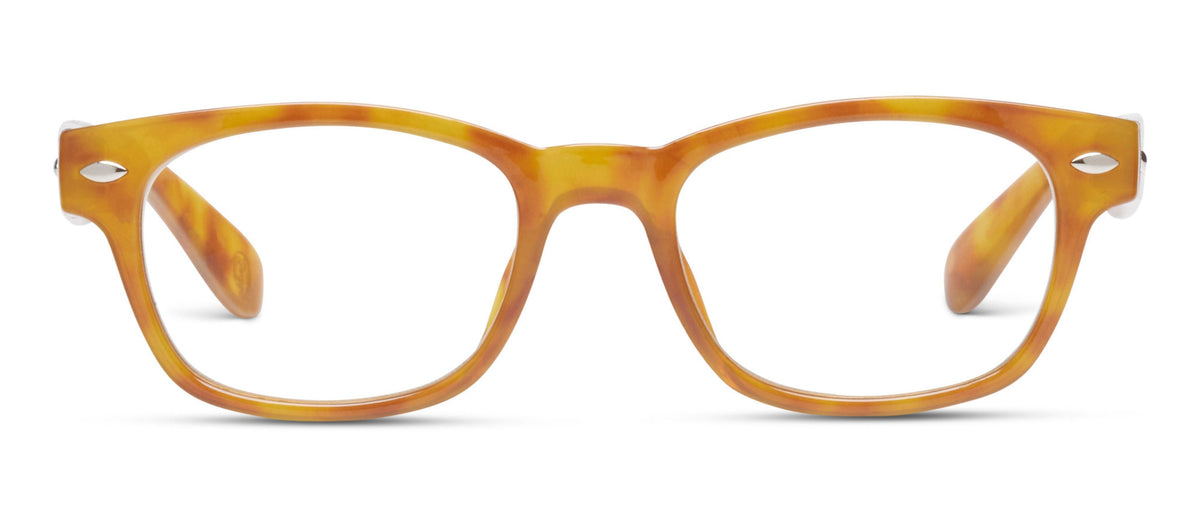 Peepers Clark Focus blue light reading glasses in Honey Tortoise, front view