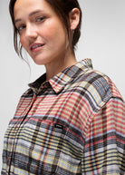 prAna Cabin Core Flannel Shirt in Multi Plaid, close-up detail