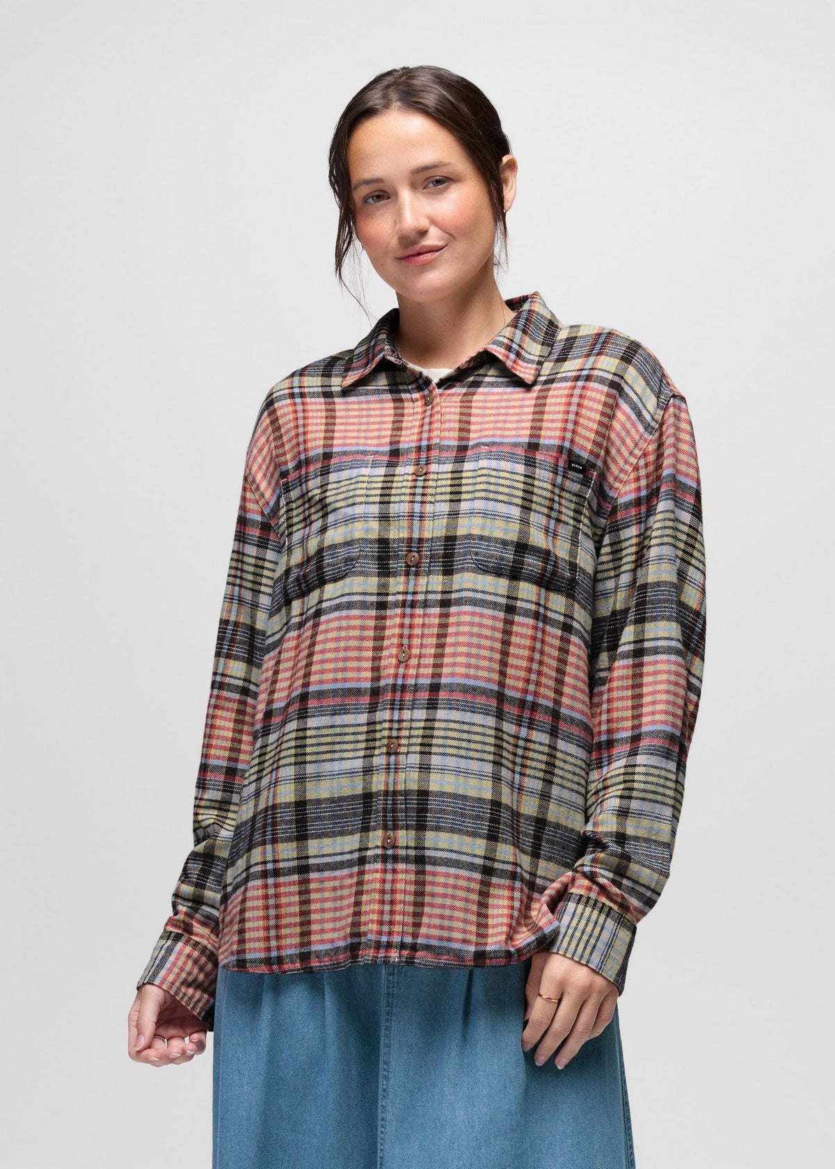 prAna Cabin Core Flannel Shirt in Multi Plaid, front view
