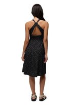Prana Jewel Lake Summer Dress in Black Spring Fling print, full back view
