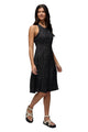 Prana Jewel Lake Summer Dress in Black Spring Fling small floral print, sleeveless midi, front view