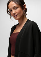 prAna Shea Soft Cardigan in Black, close-up detail