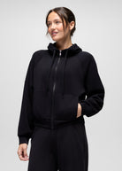 prAna Shea Soft Full Zip in Black, front view
