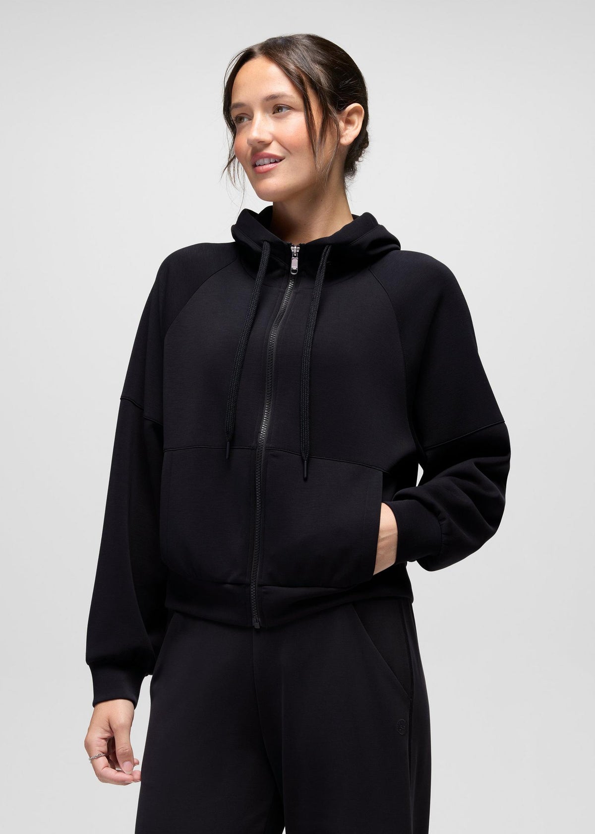 prAna Shea Soft Full Zip in Black, front view
