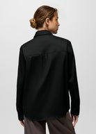 prAna Stretch Zion Long Sleeve Button Up in Black, back view