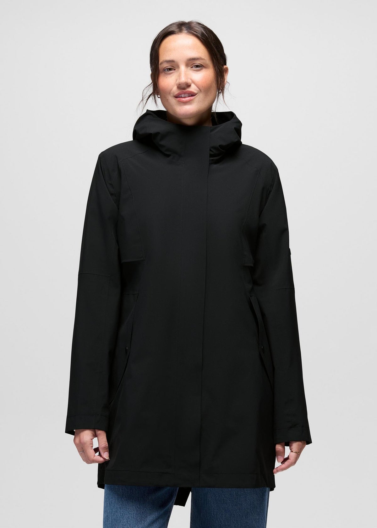 prAna Wildtide Rain Jacket in Black, front view