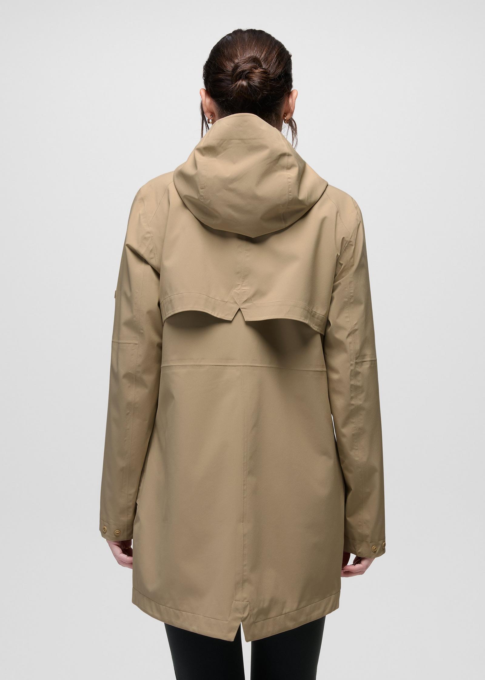 prAna Wildtide Rain Jacket in Sandbar, back view