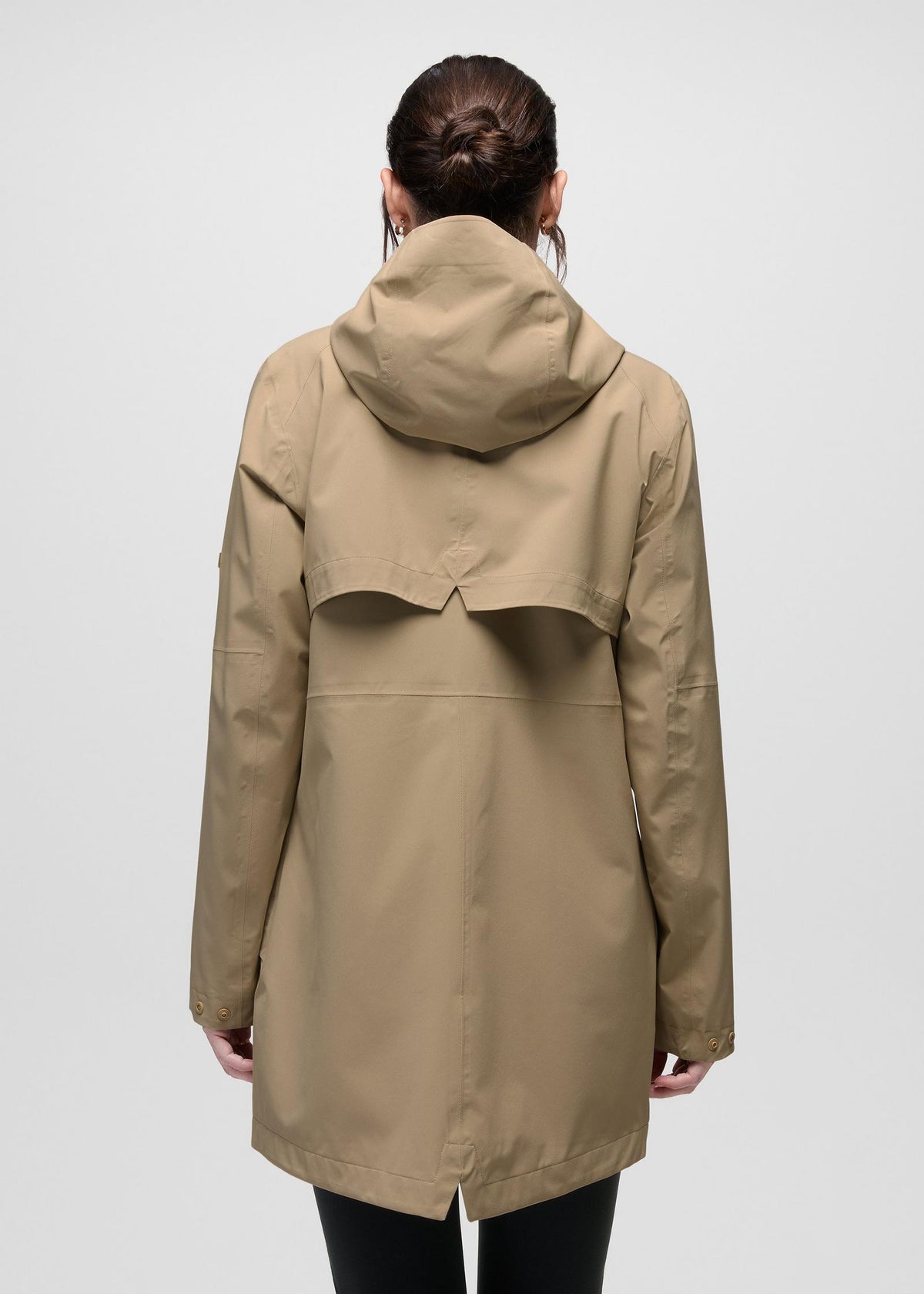 prAna Wildtide Rain Jacket in Sandbar, back view