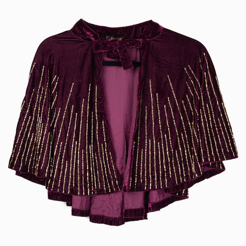 Pretty and Plum Scalloped Tie-Front Jacket – Front View
