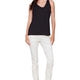 Reversible Bamboo Cami in Black, front view with scoop neckline