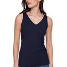 Reversible Bamboo Cami in Navy, front view with scoop neckline