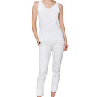 Reversible Bamboo Cami in White, front view with scoop neckline