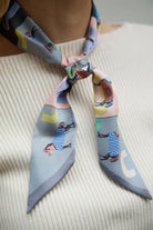 Grey equestrian print skinny scarf, product photo