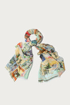 French street print scarf laid flat