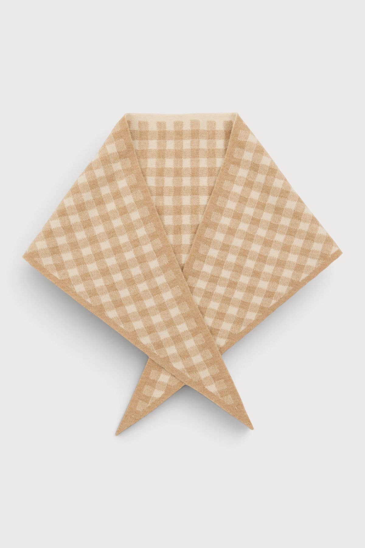 Beige gingham wrap with button closure