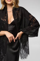 Close-up of the lace edge on the black shimmer scarf