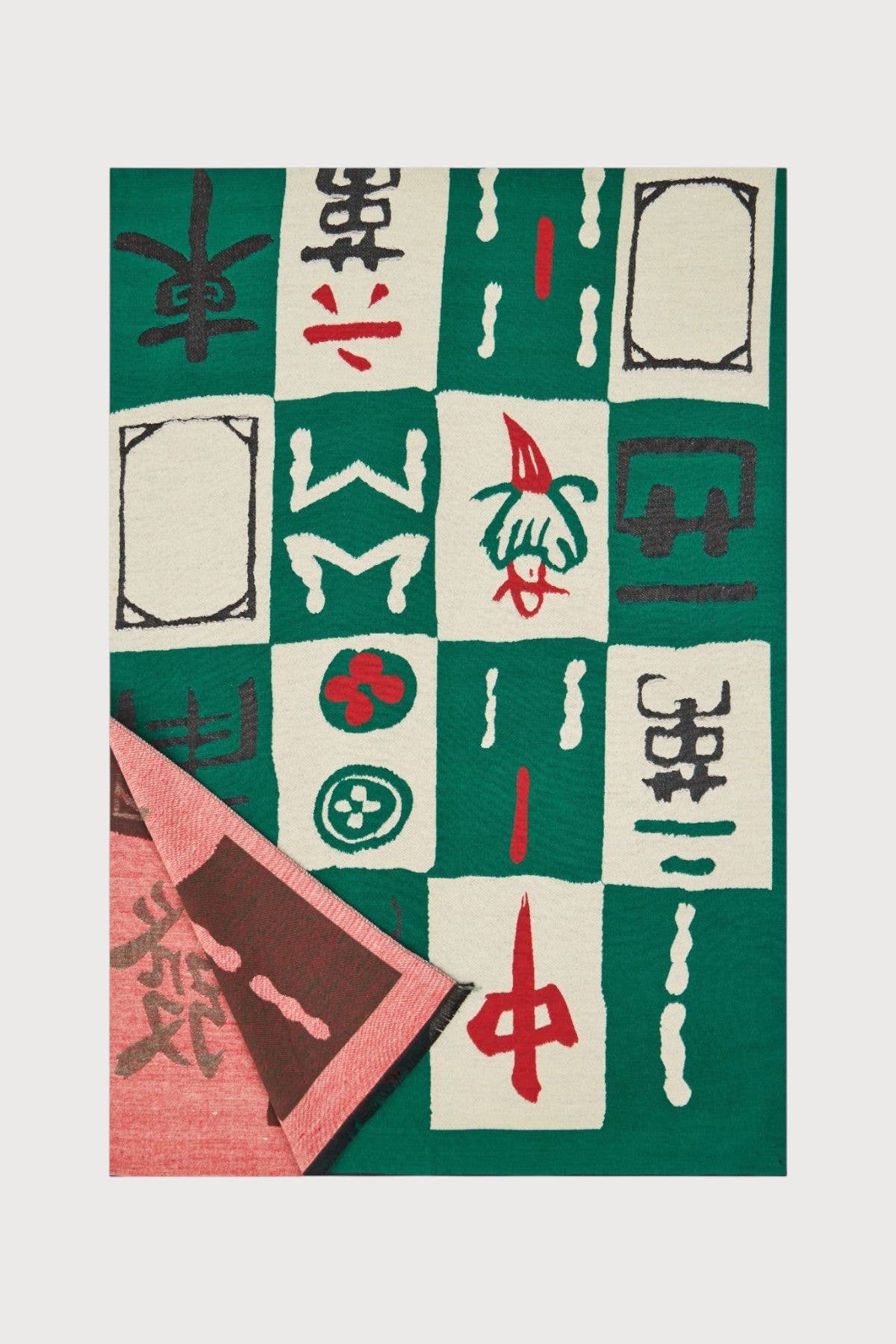 Mahjong tile print scarf laid flat