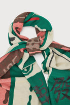 Mahjong reversible scarf knotted at the neck