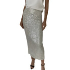 Six Fifty Joy Sequin Pencil Skirt in Silver – Front View