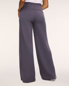 SPANX AirEssentials Wide Leg Pant in Dark Slate gray, back view showing the relaxed drape through the leg