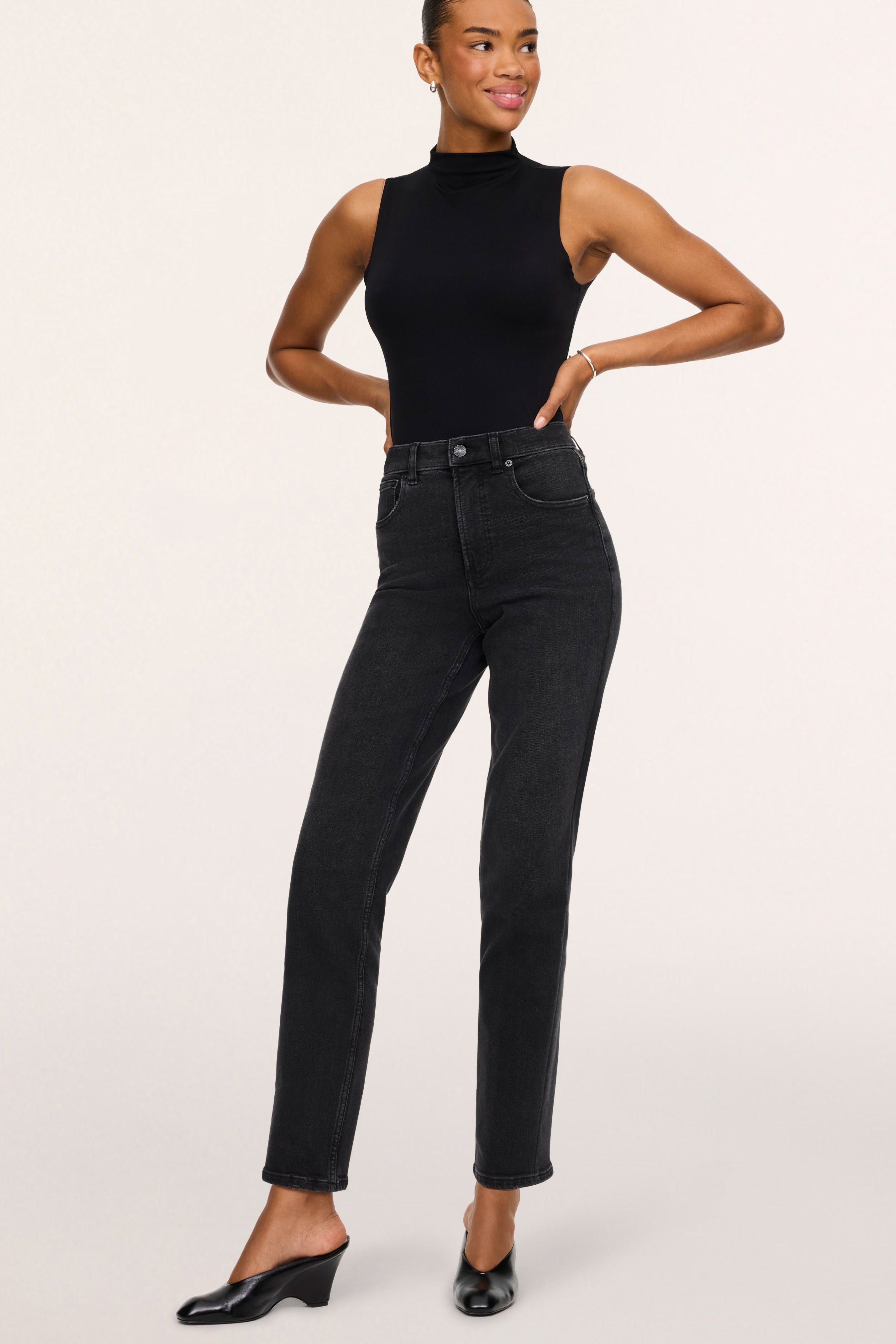 Spanx Spanxshape Authentic 360 90s Straight Leg Jeans in deep space wash, front view