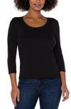 3/4 Sleeve Scoop Neck Knit Tee