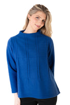 Trisha Tyler Embroidered Plaid Detail Sweater in cobalt blue, front view