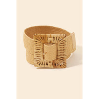 Wide Woven Square Buckle Belt