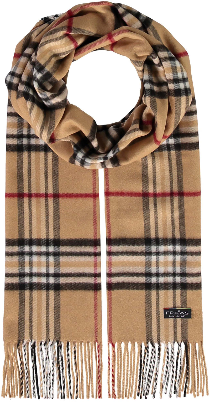 Plaid Oversized Cashmink Scarf: Camel