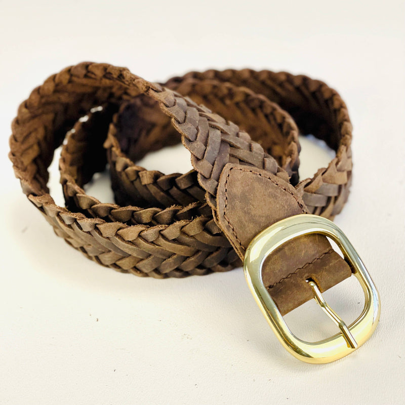 Le Papillon - Windsor Braided Brown Belt: Small